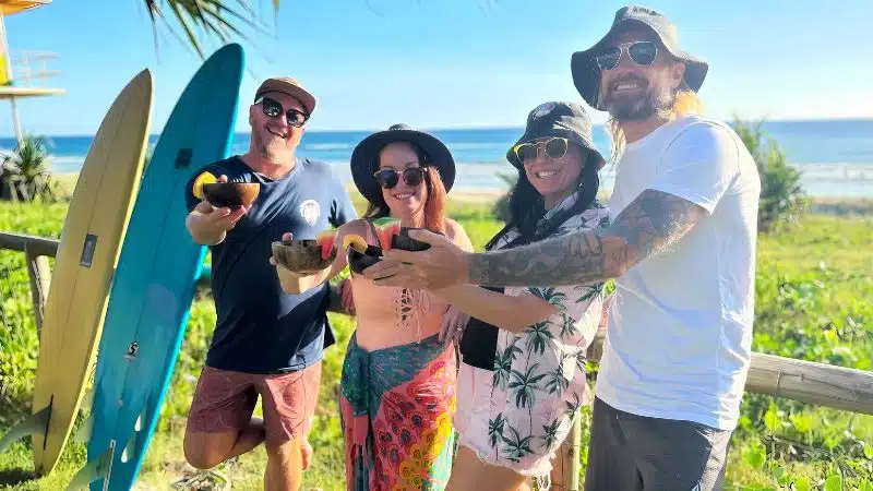 Image of Australians on the beach drinking kava in Australia